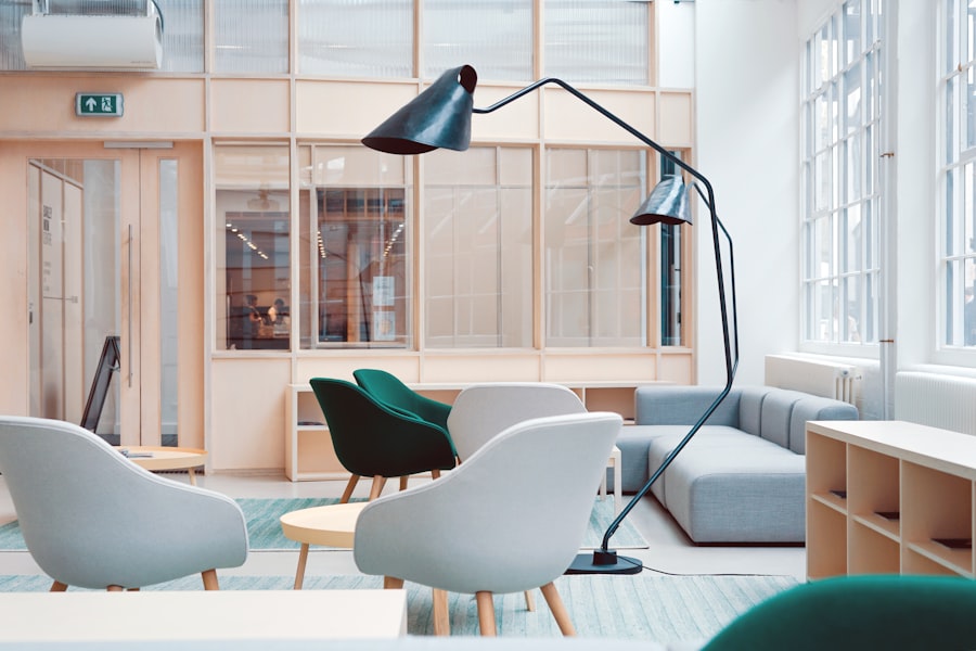 Interior with concealed blinds at the window