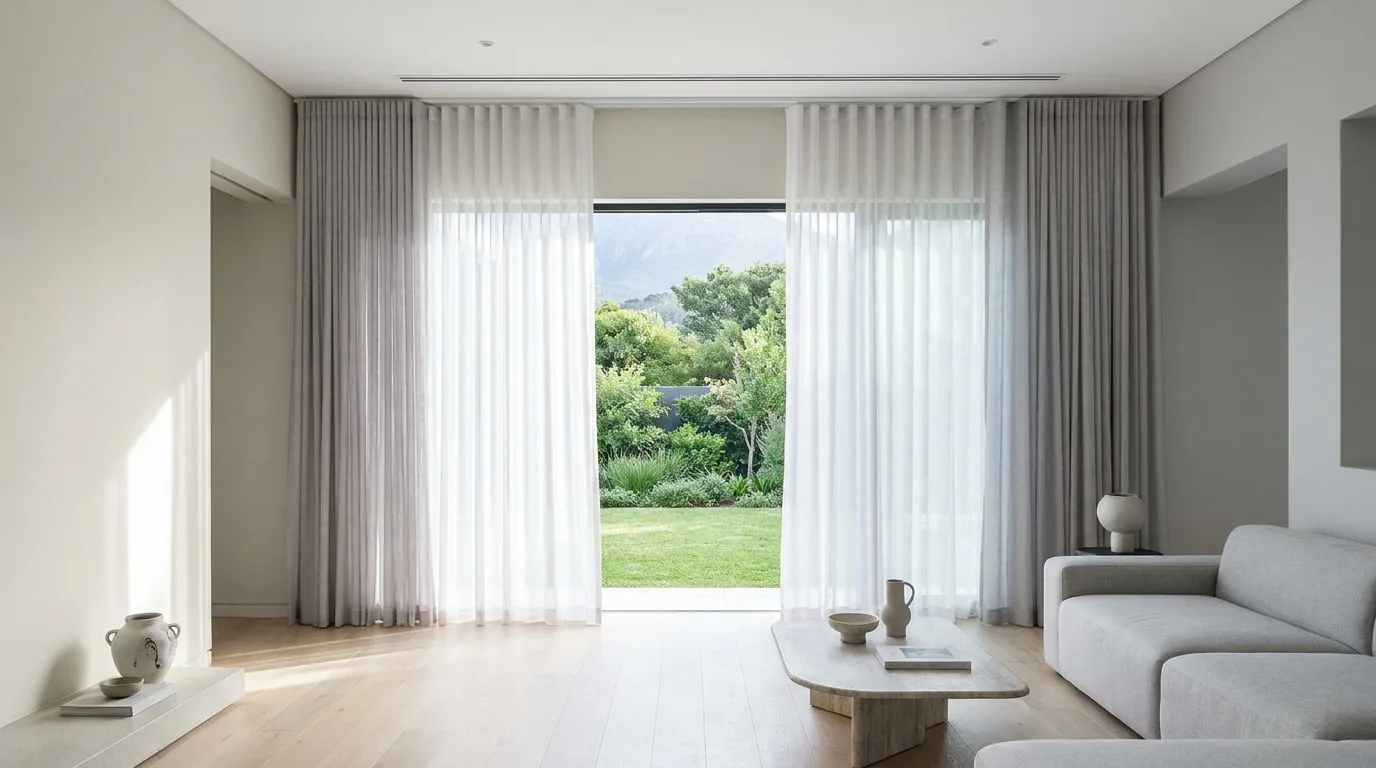 Curtains & TrackTrim — in a South African interior, Blind Solutions South Africa