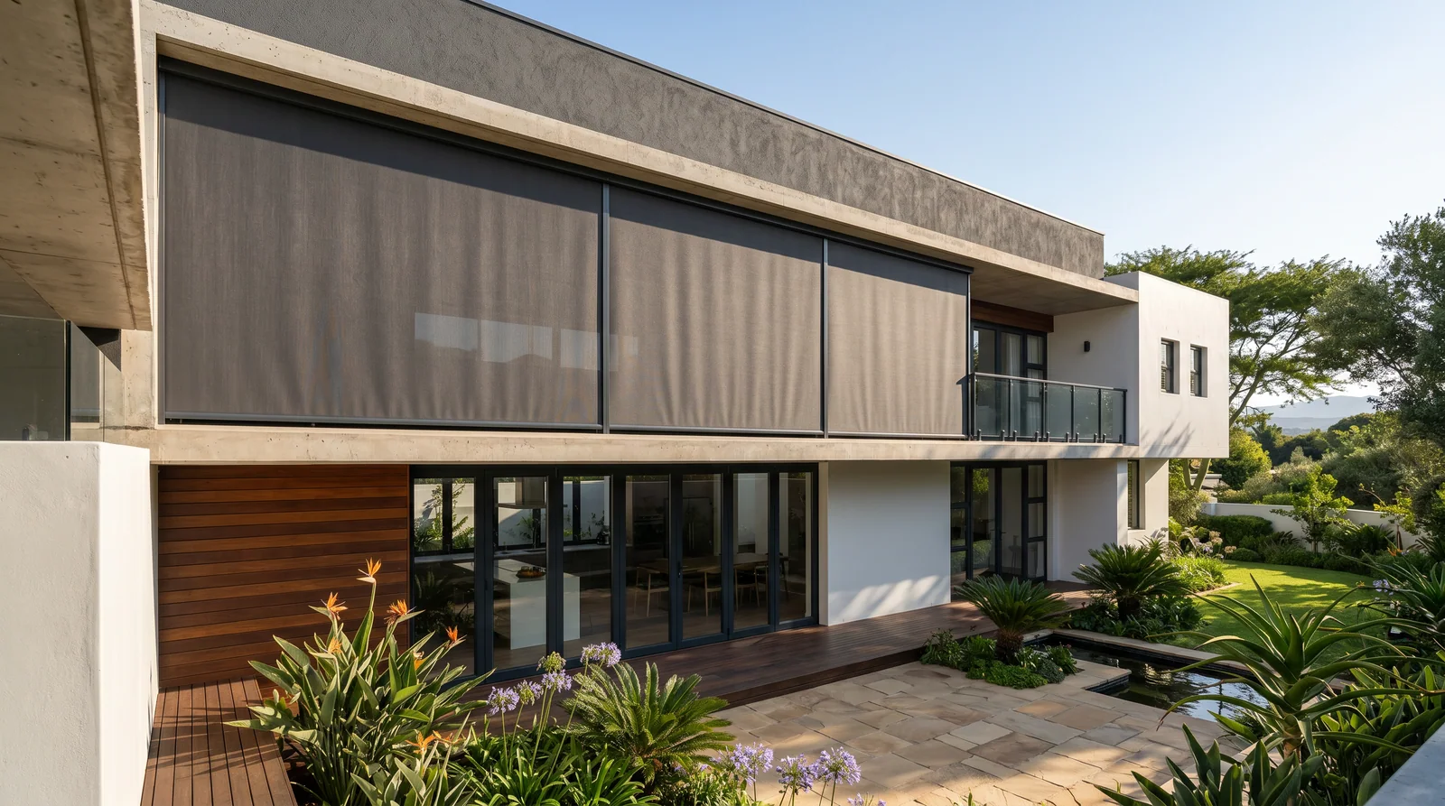External Sunlux Roller Sun Screens — close-up detail, Blind Solutions South Africa
