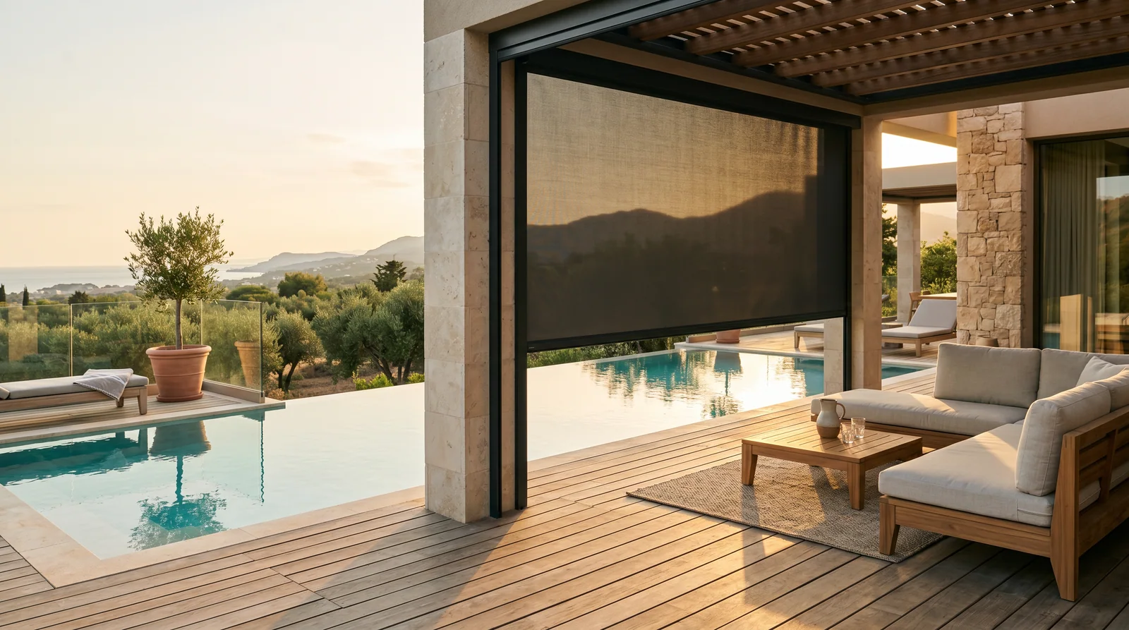 External Sunlux Roller Sun Screens — in-room view, Blind Solutions South Africa